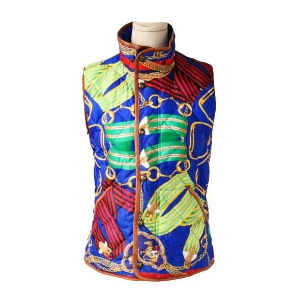 RARE Ralph Lauren Duck Down Padded Horse Themed, Vest L‎ - Picture 2 of 8
